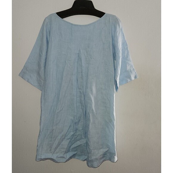 Roberta Roller Rabbit Size XL Pastel Light Blue Linen Tunic Shift Dress Pockets - Picture 3 of 5